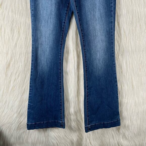 Leith Womens High Rise Flare Medium Wash High Rise Denim Jeans Stretch 29 - Picture 3 of 9
